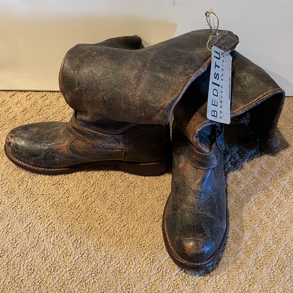 BED STU NWT COBBLER SERIES LEATHER BLACK DISTRESSED, SIZE 7.5 - Picture 5 of 8